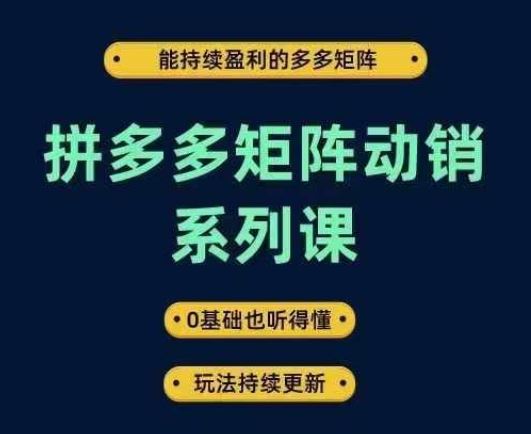 拼多多矩阵动销系列课，能持续盈利的多多矩阵，0基础也听得懂，玩法持续更新-柠檬网创