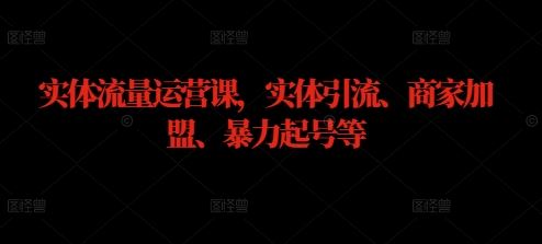 实体流量运营课，实体引流、商家加盟、暴力起号等-柠檬网创