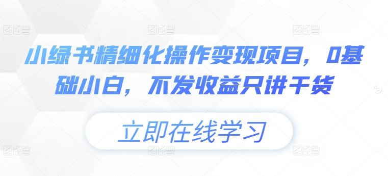 小绿书精细化操作变现项目，0基础小白，不发收益只讲干货-柠檬网创