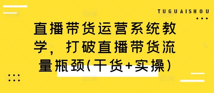 直播带货运营系统教学，打破直播带货流量瓶颈(干货+实操)-柠檬网创