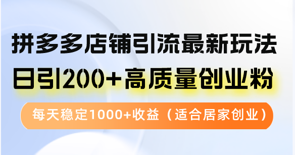 （12893期）拼多多店铺引流最新玩法，日引200+高质量创业粉，每天稳定1000+收益（…-柠檬网创