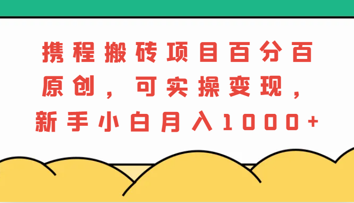 携程搬砖项目，百分百原创，可实操变现，新手小白月入1000+-柠檬网创