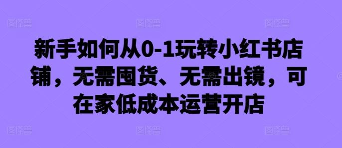 新手如何从0-1玩转小红书店铺，无需囤货、无需出镜，可在家低成本运营开店-柠檬网创