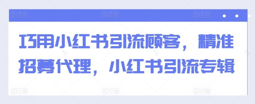 巧用小红书引流顾客，精准招募代理，小红书引流专辑-柠檬网创