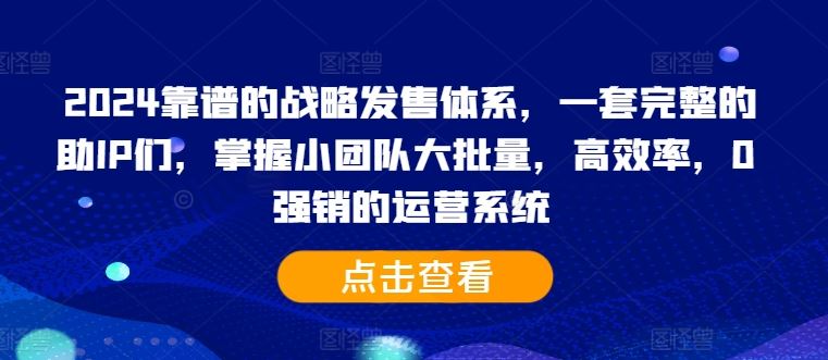 2024靠谱的战略发售体系，一套完整的助IP们，掌握小团队大批量，高效率，0 强销的运营系统-柠檬网创