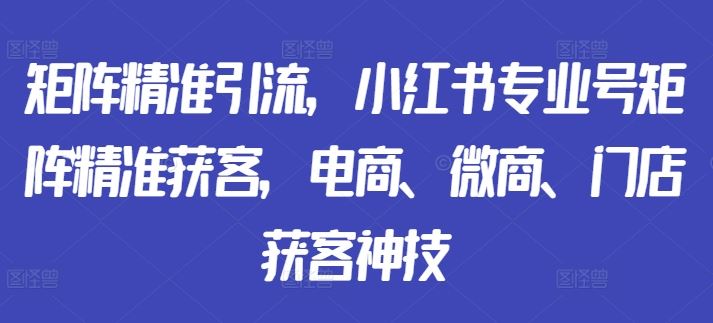 矩阵精准引流，小红书专业号矩阵精准获客，电商、微商、门店获客神技-柠檬网创