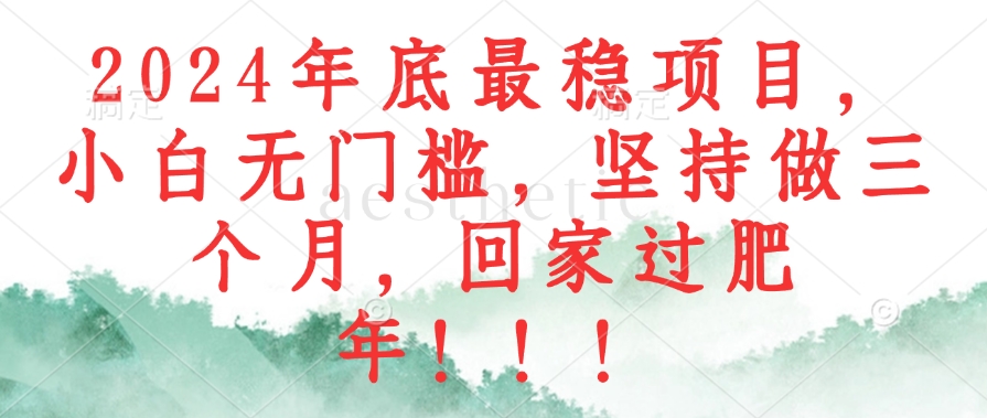 （12970期）2024年底最稳项目，小白无门槛，坚持做三个月，回家过肥年！！！-柠檬网创