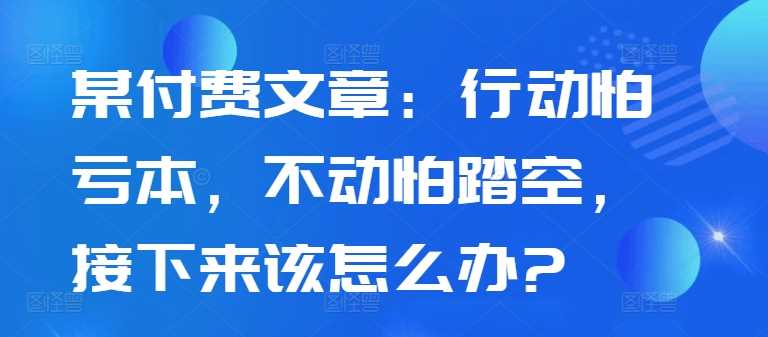 某付费文章：行动怕亏本，不动怕踏空，接下来该怎么办?-柠檬网创