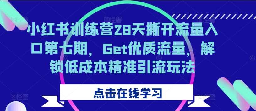小红书训练营28天撕开流量入口第七期，Get优质流量，解锁低成本精准引流玩法-柠檬网创