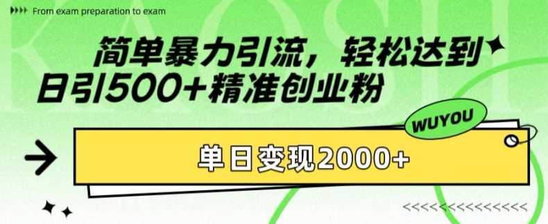 简单暴力引流，轻松达到日引500+精准创业粉，单日变现2k【揭秘】-柠檬网创