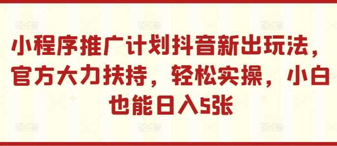 小程序推广计划抖音新出玩法，官方大力扶持，轻松实操，小白也能日入5张【揭秘】-柠檬网创