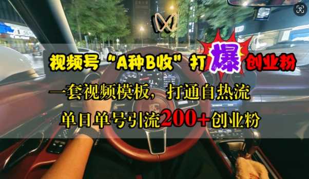 视频号“A种B收”打爆创业粉，一套视频模板打通自热流，单日单号引流200+创业粉-柠檬网创