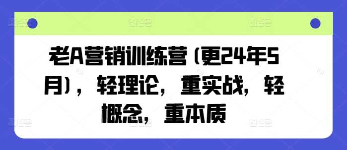 老A营销训练营(更24年10月)，轻理论，重实战，轻概念，重本质-柠檬网创