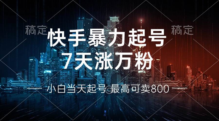 （13142期）快手暴力起号，7天涨万粉，小白当天起号 多种变现方式，账号回收，单月…-柠檬网创