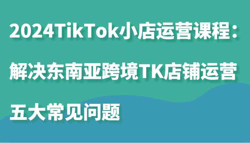 2024TikTok小店运营课程：解决东南亚跨境TK店铺运营五大常见问题-柠檬网创