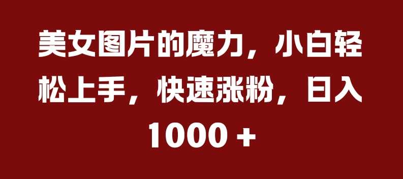 美女图片的魔力，小白轻松上手，快速涨粉，日入几张【揭秘】-柠檬网创