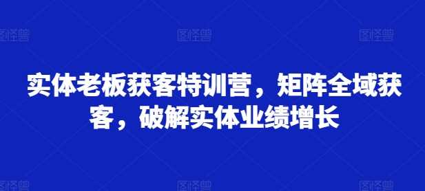 实体老板获客特训营，矩阵全域获客，破解实体业绩增长-柠檬网创