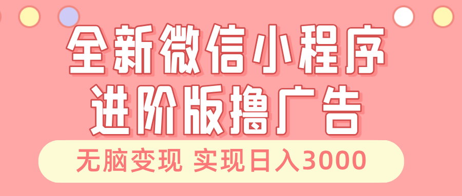 （13197期）全新微信小程序进阶版撸广告 无脑变现睡后也有收入 日入3000＋-柠檬网创
