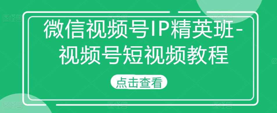 微信视频号IP精英班-视频号短视频教程-柠檬网创