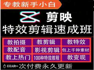 剪映特效教程和运营变现教程，特效剪辑速成班，专教新手小白-柠檬网创
