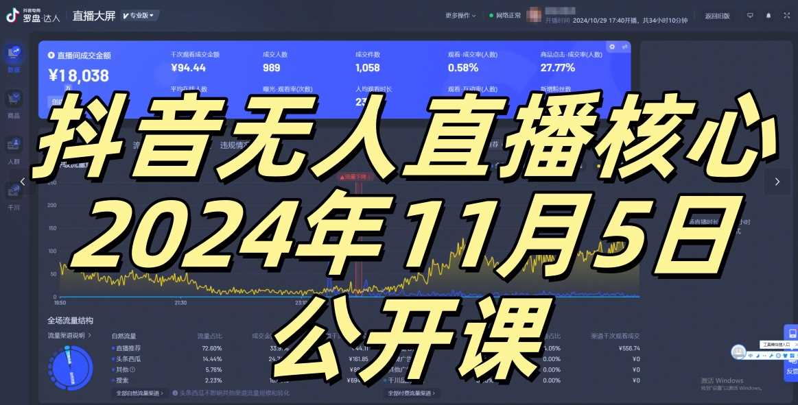 抖音无人直播核心公开课，咸鱼翻身小白可做带有睡后收入月入过万太简单【揭秘】-柠檬网创