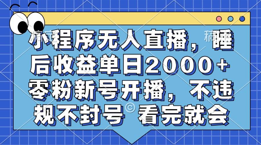 （13251期）小程序无人直播，睡后收益单日2000+ 零粉新号开播，不违规不封号 看完就会-柠檬网创