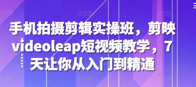 手机拍摄剪辑实操班，剪映videoleap短视频教学，7天让你从入门到精通-柠檬网创
