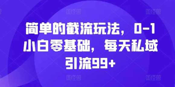 简单的截流玩法，0-1小白零基础，每天私域引流99+【揭秘】-柠檬网创