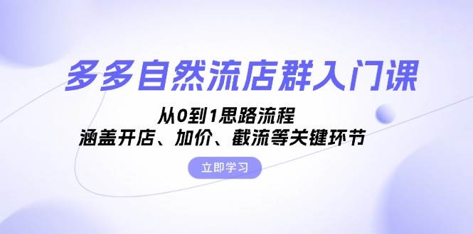 （13279期）多多自然流店群入门课，从0到1思路流程，涵盖开店、加价、截流等关键环节-柠檬网创