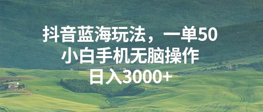（13353期）抖音蓝海玩法，一单50，小白手机无脑操作，日入3000+-柠檬网创