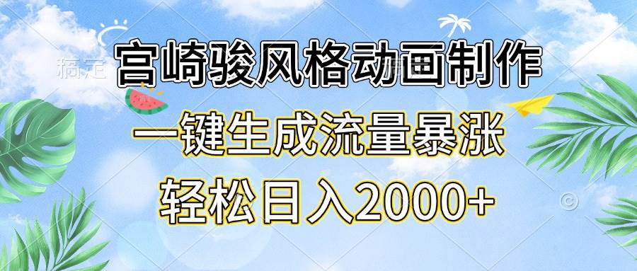 （13386期）宫崎骏风格动画制作，一键生成流量暴涨，轻松日入2000+-柠檬网创