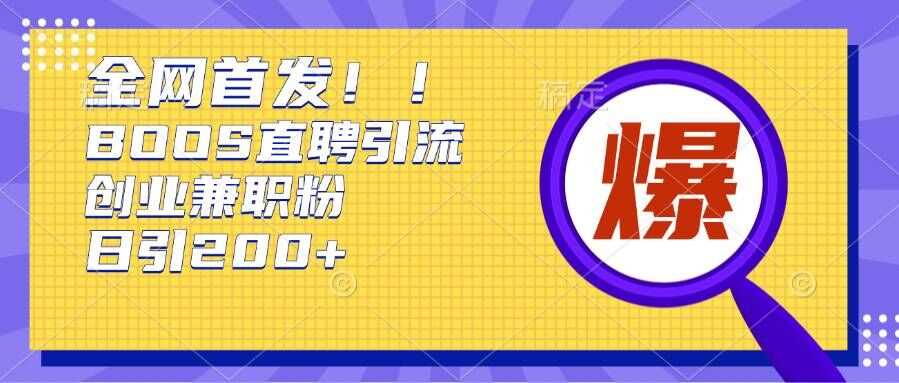 通过Boss直聘，每天轻松钓到200+多条创业大鱼的秘籍【揭秘】-柠檬网创