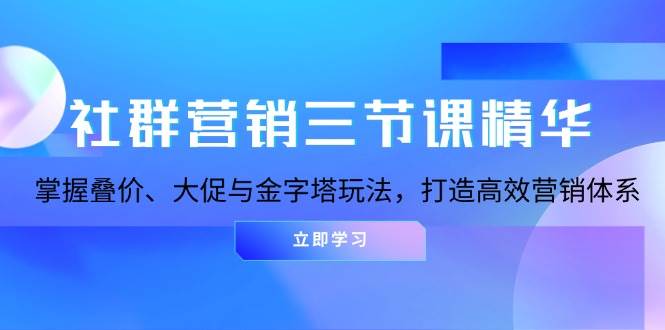 社群营销三节课精华：掌握叠价、大促与金字塔玩法，打造高效营销体系-柠檬网创