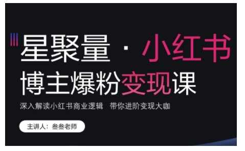 小红书博主爆粉变现课，深入解读小红书商业逻辑，带你进阶变现大咖-柠檬网创