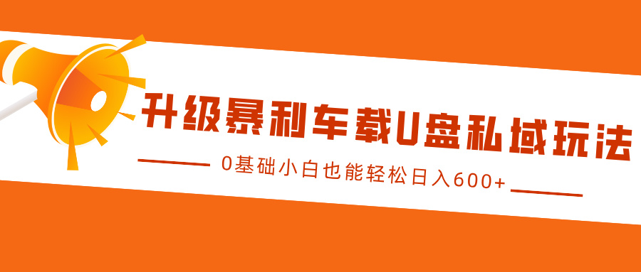 升级暴利车载U盘私域玩法，0基础小白也能轻松日入600+-柠檬网创