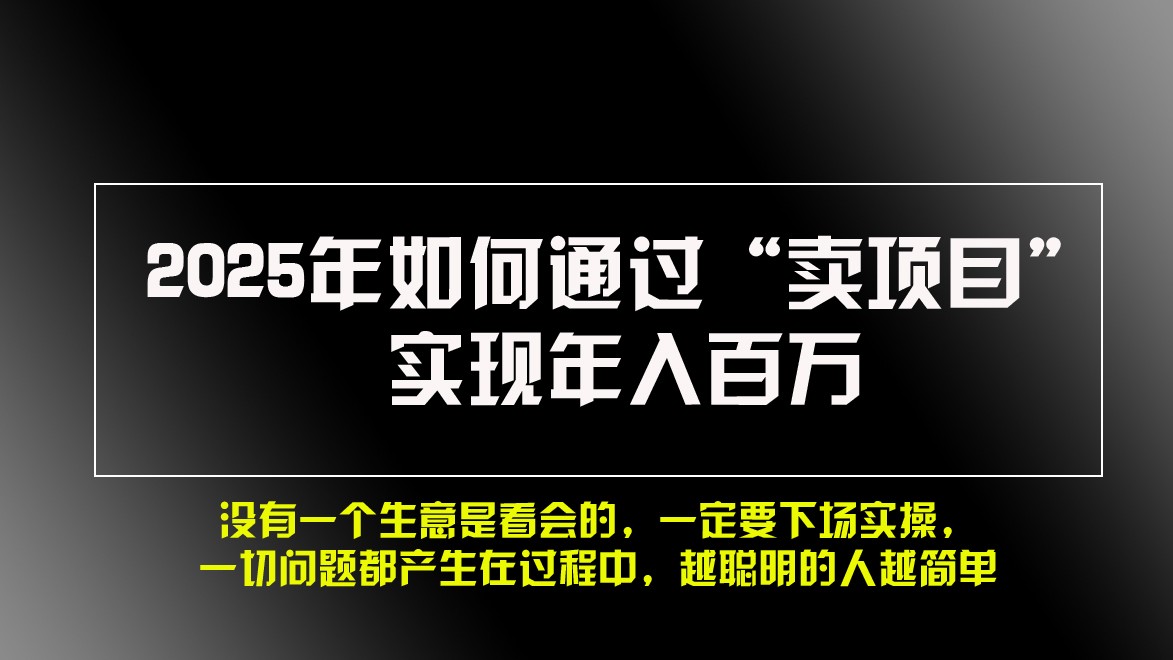 2025年如何通过“卖项目”实现年入百万-柠檬网创