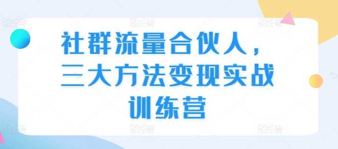 社群流量合伙人，三大方法变现实战训练营-柠檬网创