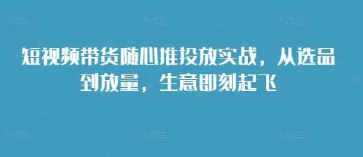 短视频带货随心推投放实战，从选品到放量，生意即刻起飞-柠檬网创