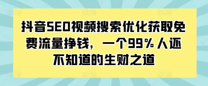 抖音SEO视频搜索优化获取免费流量挣钱，一个99%人还不知道的生财之道-柠檬网创