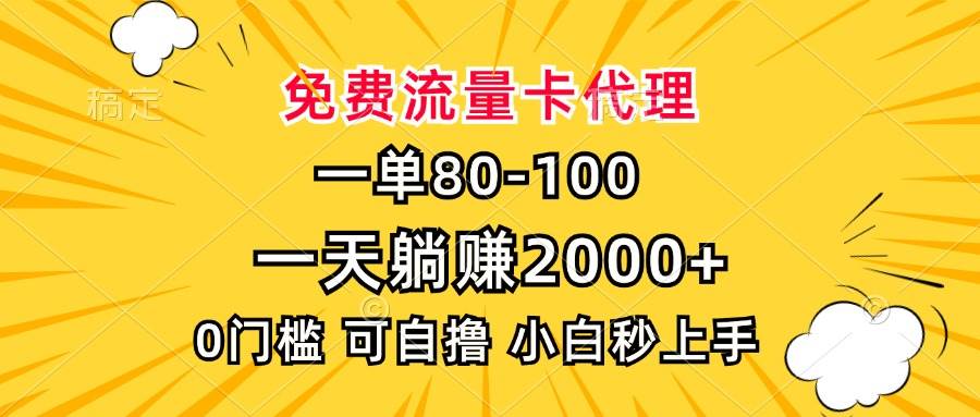 （13551期）一单80，免费流量卡代理，一天躺赚2000+，0门槛，小白也能轻松上手-柠檬网创
