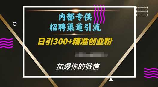 内部招聘渠道日引流300+创业粉，加爆你的微信【揭秘】-柠檬网创