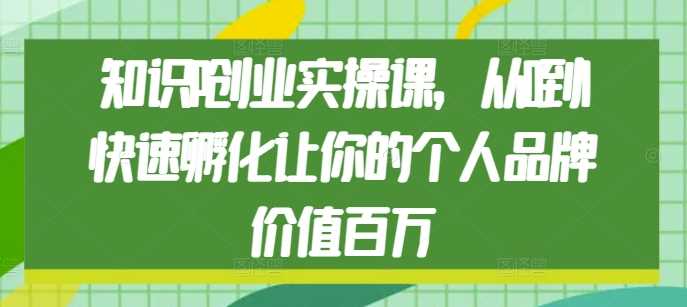 知识IP创业实操课，从0到1快速孵化让你的个人品牌价值百万-柠檬网创