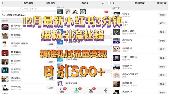 （13653期）12月最新小红书3分钟爆粉引流秘籍 精准私域流量变现 日引500+-柠檬网创