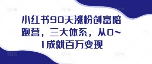 小红书90天涨粉创富陪跑营，​三大体系，从0~1成就百万变现，做小红书的最后一站-柠檬网创