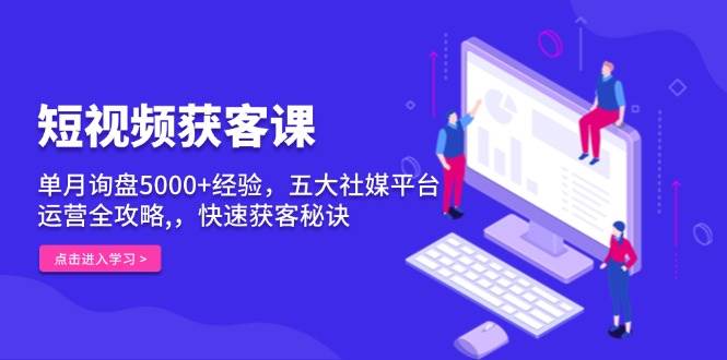 短视频获客课，单月询盘5000+经验，五大社媒平台运营全攻略,，快速获客秘诀-柠檬网创