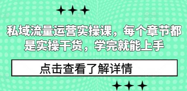 私域流量运营实操课，每个章节都是实操干货，学完就能上手-柠檬网创