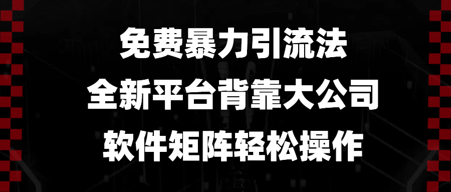 （13745期）免费暴力引流法，全新平台，背靠大公司，软件矩阵轻松操作-柠檬网创