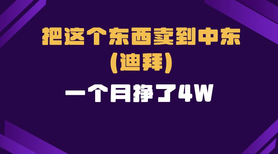 （13740期）跨境电商一个人在家把货卖到迪拜，暴力项目拆解-柠檬网创