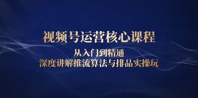 视频号运营核心课程，从入门到精通，深度讲解推流算法与排品实操玩-柠檬网创