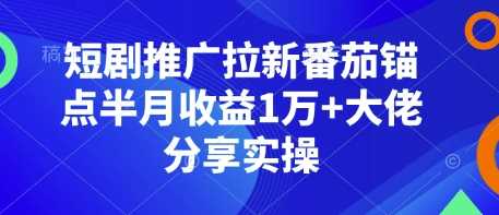 短剧推广拉新番茄锚点半月收益1万+大佬分享实操-柠檬网创